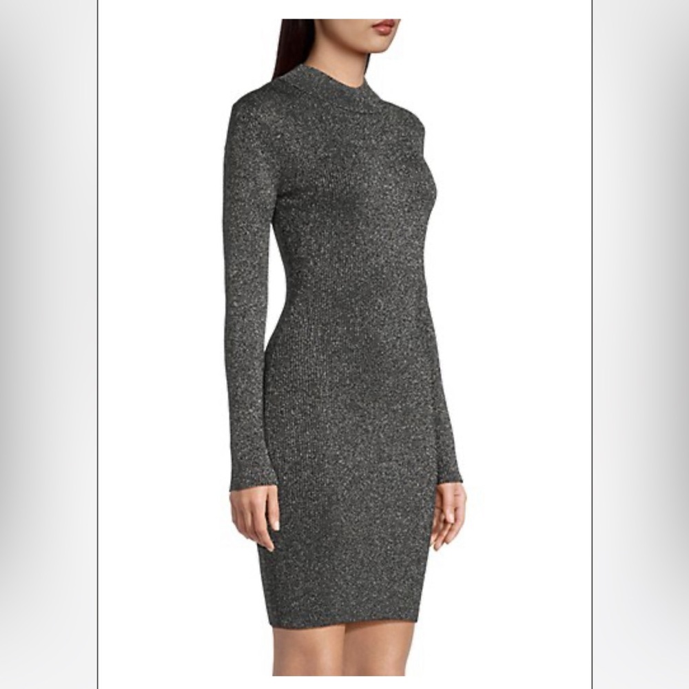 Metallic Long-sleeve Minidress